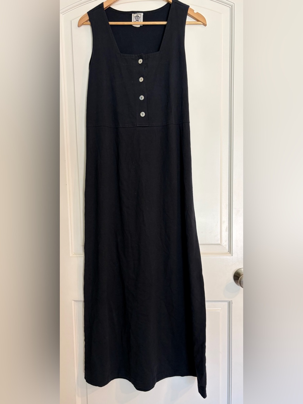 Vintage CMI Classic Black Button-Front Cotton Cottagecore Prairie Maxi Dress M
